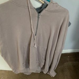 Aerie pink cropped zip up, Medium barley worn
